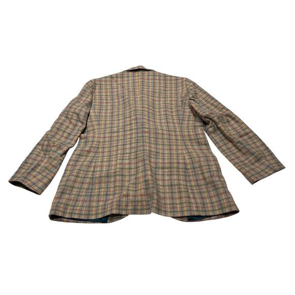 12-34 FACONNABLE Men's Wool Sport Coat Plaid Yellow/Blue/Red Large - Picture 2 of 8